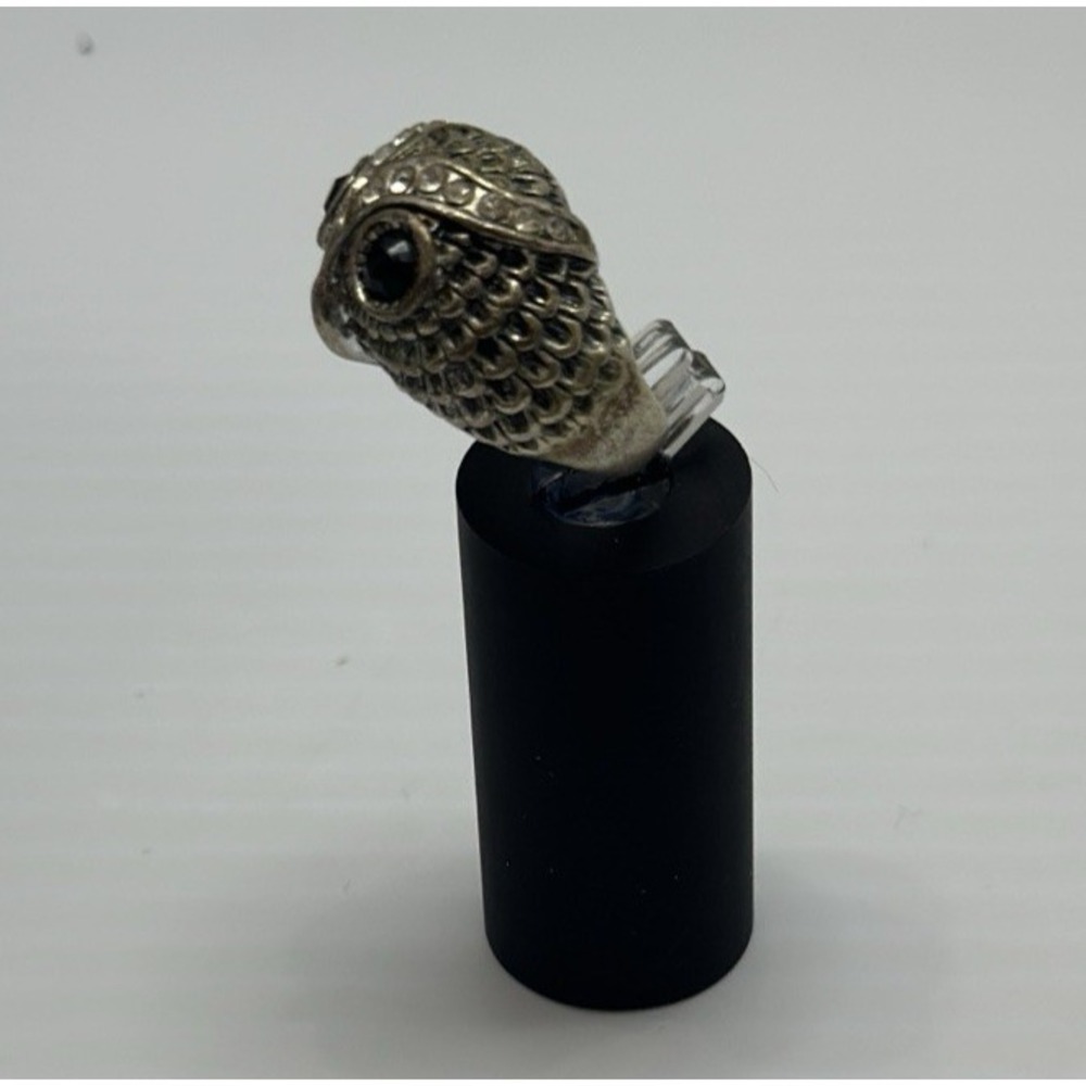Owl Ring detailed Silver Tone Rhinestone Eyes Statement Ring Size ~5.5 - Picture 3 of 12